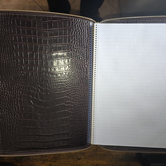 Smythson Dark Brown Crocodile-Embossed A4 Agenda - Picture 4 of 7